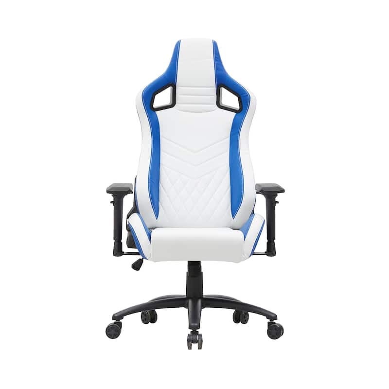 Olive White Vegan Leather Reclining Gaming Chair by Furniture of America