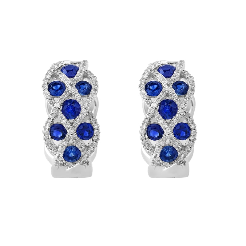 EFFY 14K Gold Diamond Sapphire Earrings