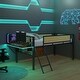 preview thumbnail 59 of 69, Metal Loft Bed with Rectangular Desk, LED lights, Storage Shelves and Hanging Storage Compartments, Safety Guard and Ladder