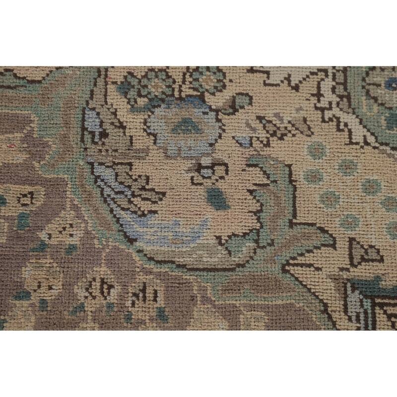 Distressed Tabriz Persian Vintage Area Rug Hand-Knotted Wool Carpet - 6'9"x 9'2"