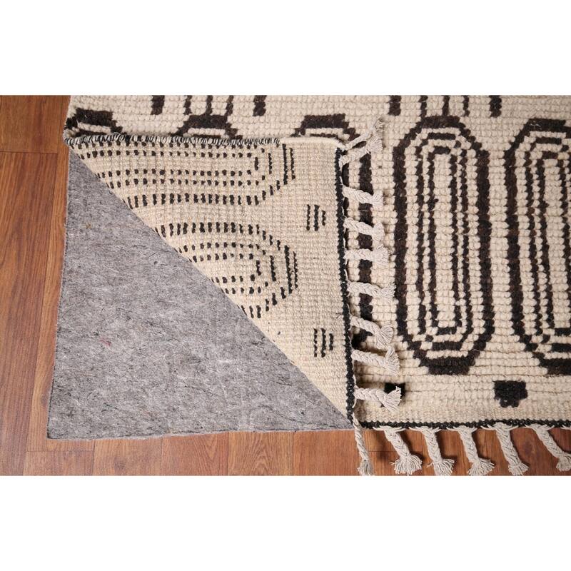 Moroccan Oriental Area Rug Hand-Knotted Contemporary Wool Carpet - 8'11"x 12'0"