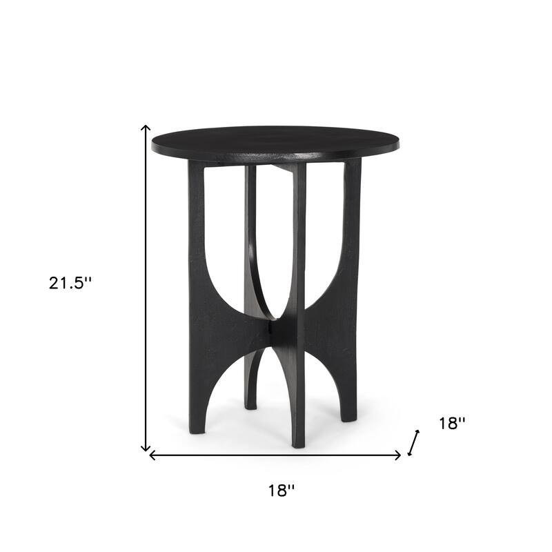 HomeRoots 18" Black Iron and Metal Tray Table - 18.00 in. x 21.50 in. x 18.00 in.