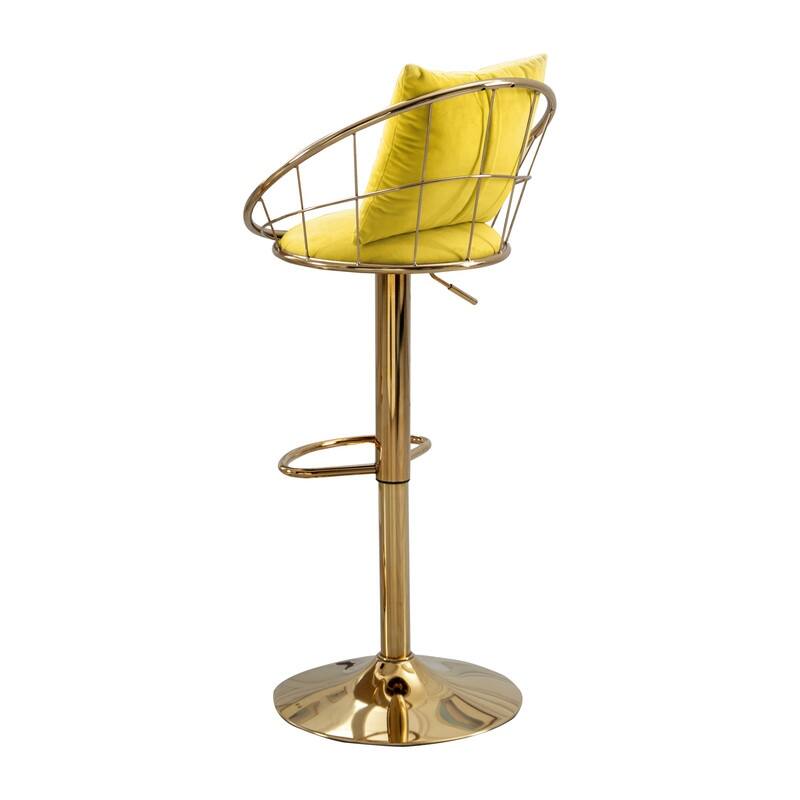 velvet bar chair, pure gold plated, 360 degree rotation, adjustable height,Suitable for dinning room and barset of 2