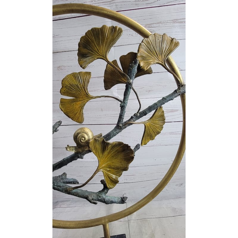 Snails On A Branch Gold Bronze Sculpture Statue Figure On Marble Base Signed Original Art