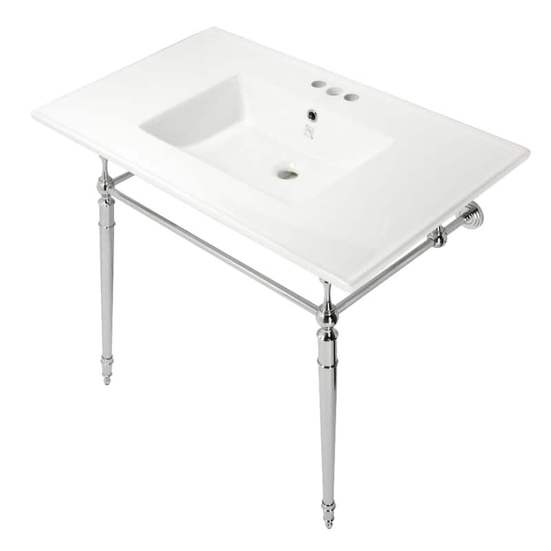 Kingston Brass KVPB37227W4 Dreyfuss 37-3/8" Rectangular Stainless - White / Polished Chrome