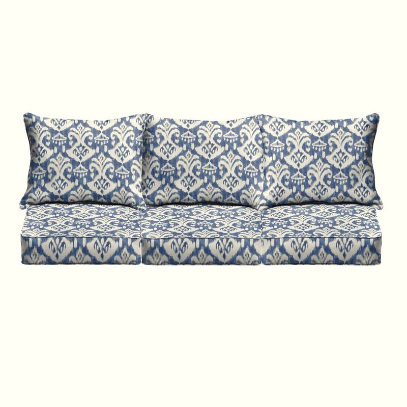 Rainford II Indigo/ Cream Indoor/Outdoor Corded Pillow and Cushion Sofa Set
