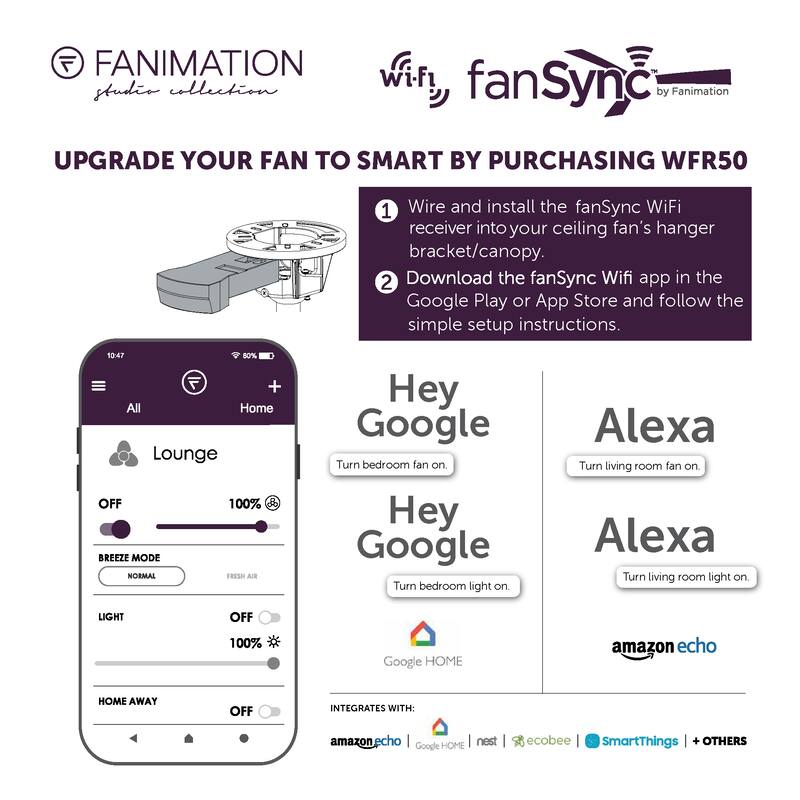 Paget 52 inch Indoor/Outdoor Smart Ceiling Fan with LED Light Kit and Remote