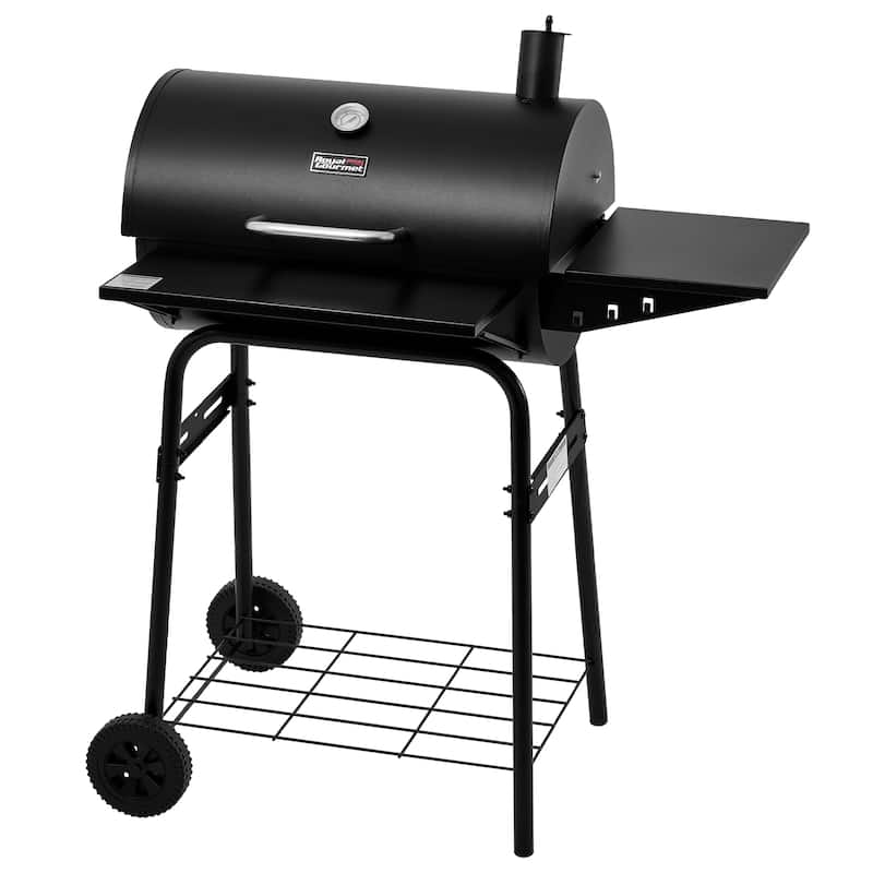 Royal Gourmet CC1624 Barrel Charcoal Grill with Side & Front Shelves