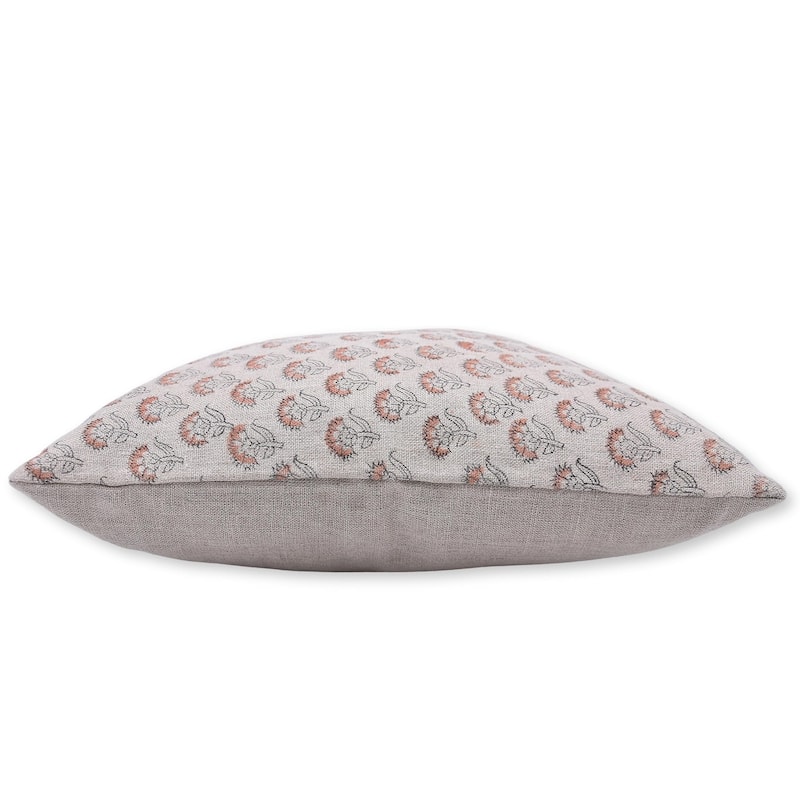 Linen Square Block print pillow Cover - Juju Flower
