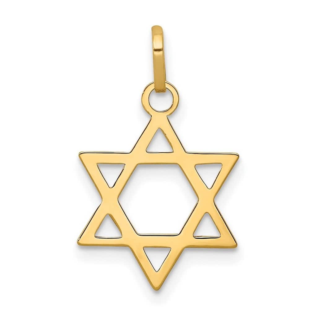 Curata 14k Yellow Gold 18" Solid Polished Star of David Pendant Necklace - 14x13mm