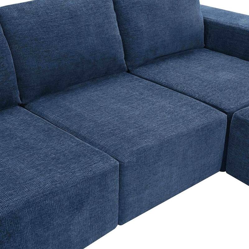 U-Shape Sectional Sofa, Double Extra Wide Chaise Lounge Couch, Luxury Chenille