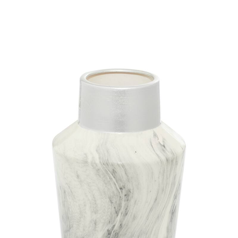 Gray Ceramic Faux Marble Decorative Vase
