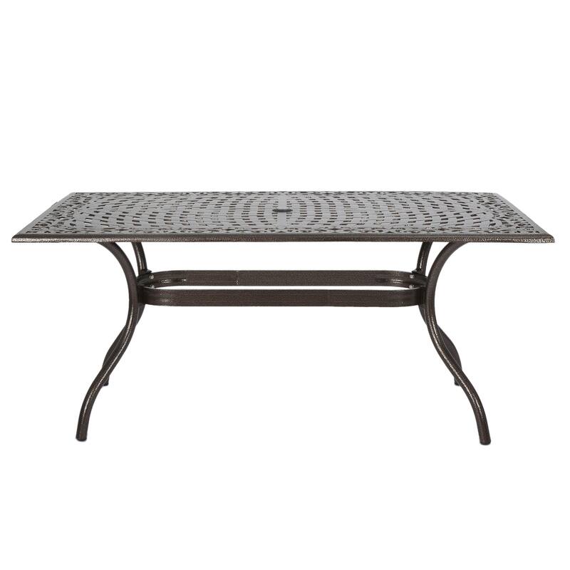 Toni Outdoor Table, 67 Inch Rectangular Top, Lattice Bronze Aluminium