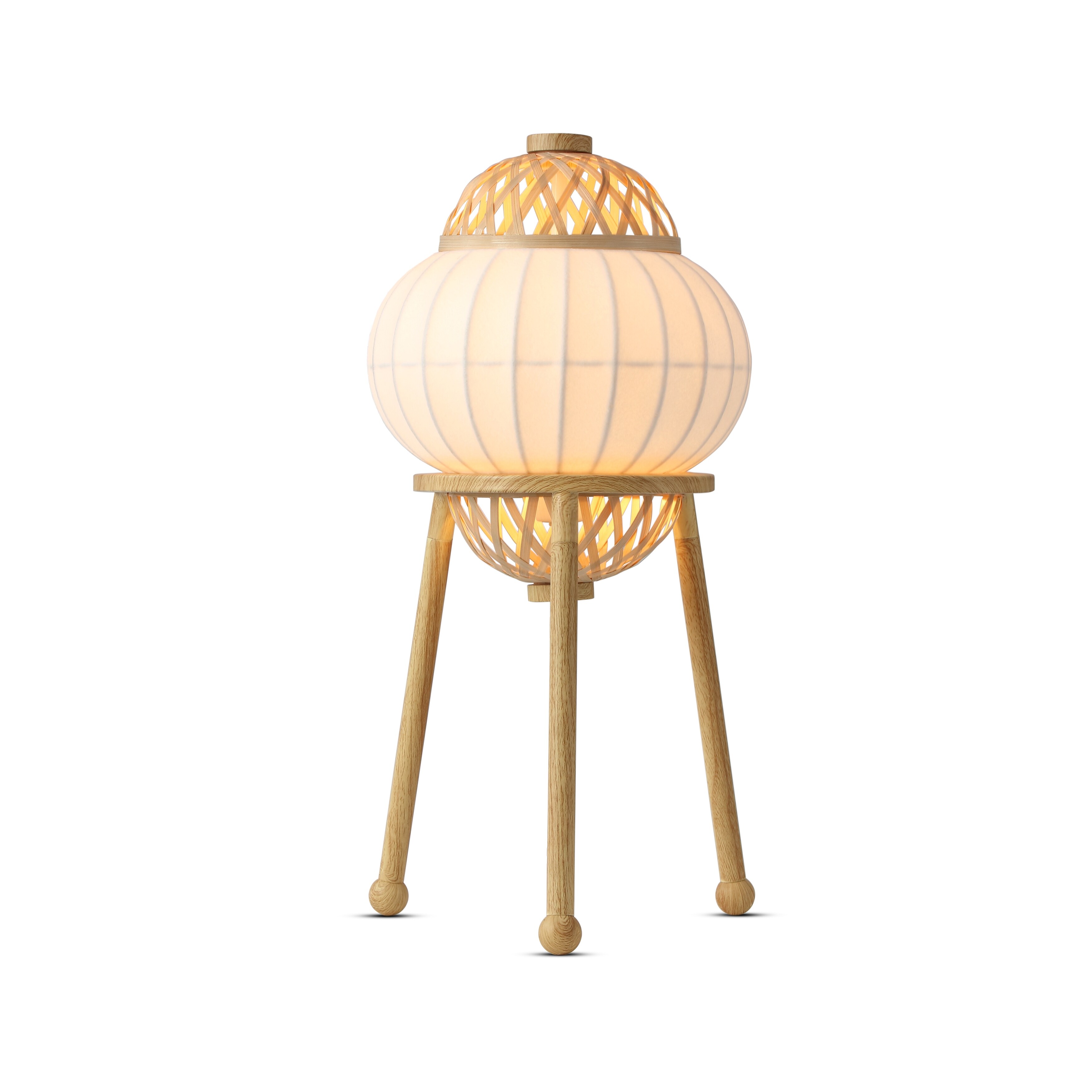 国内外の人気 - Hikari Japanese Silk & Bamboo Woven Lamp, Table Boho-Chic 装備/装具