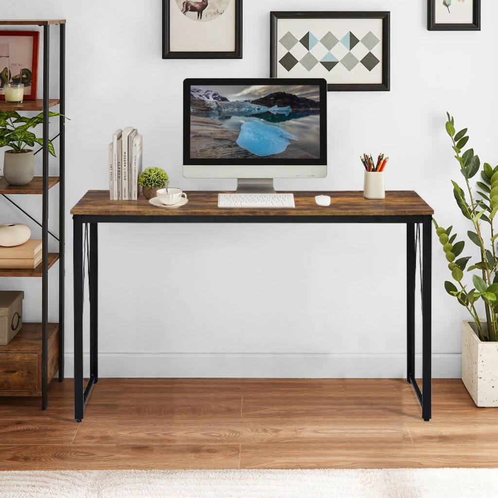 Topcraft Industrial Writing Desk, Weathered Oak & Black