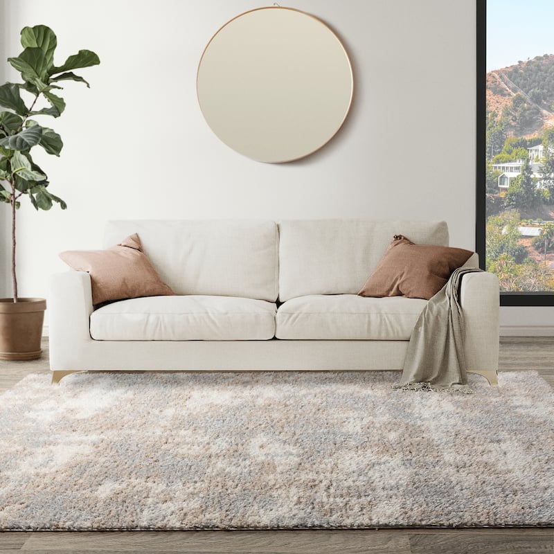 Gertmenian Thayer Garda Modern Abstract Ivory/Beige Shag Area Rug
