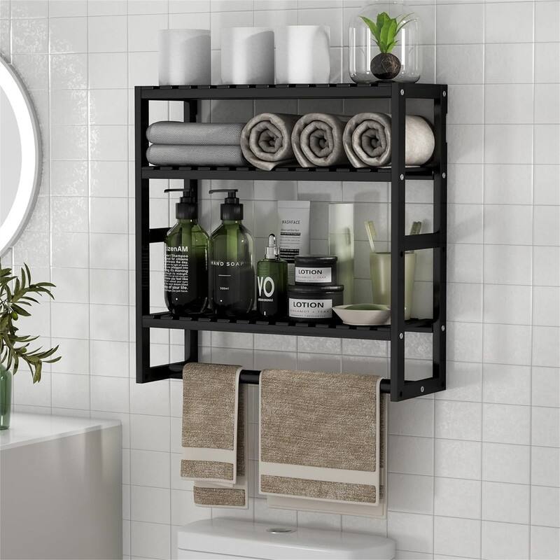 Over The Toilet Storage - 5.1"D x 16.62"W x 16.94"H - Black