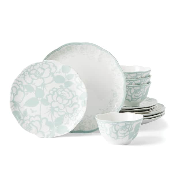 slide 2 of 3, Butterfly Meadow Cottage 12-Piece Dinnerware Set, Sage