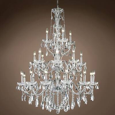 Heritage 24 Light 36" Chrome Chandelier with European/Swarovski Crystals - 49.00
