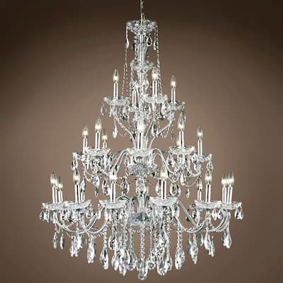 Heritage 24 Light 36" Chrome Chandelier with Swarovski Crystal & Led Bulb - 49.00