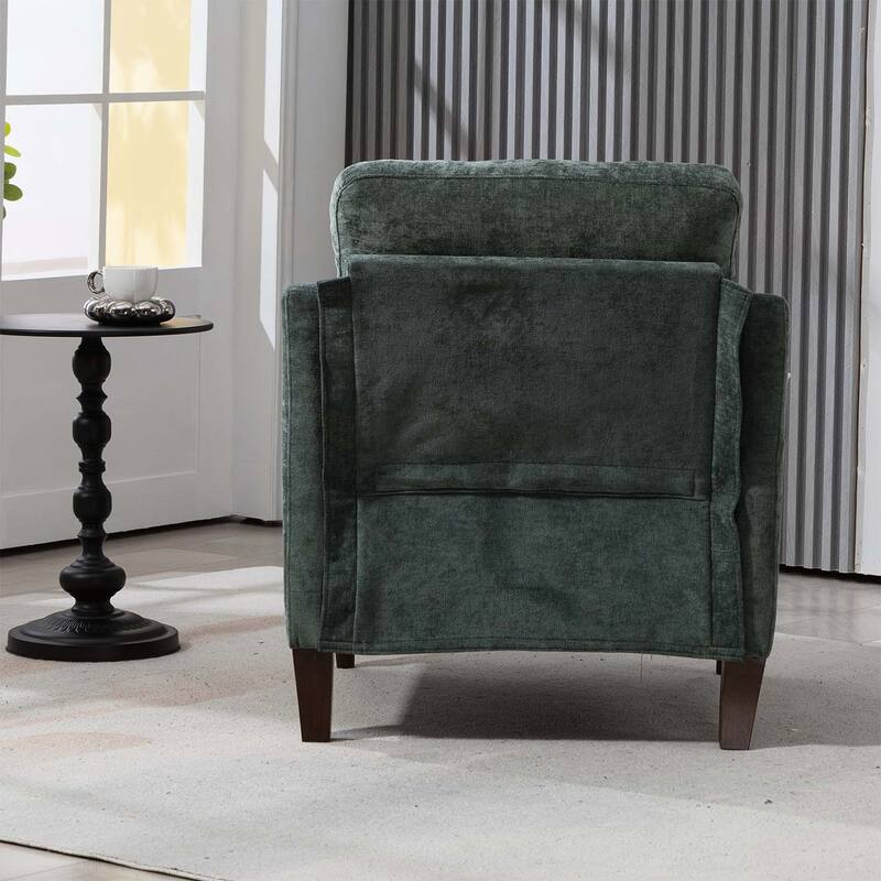 Accent Chair with USB Charging,Ergonomic Backrest,and Retro Wooden Legs