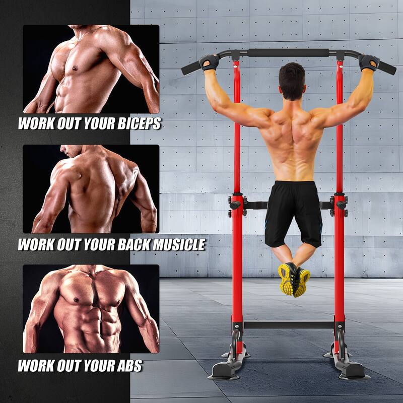 Adjustable Height Power Tower Pull Up Bar Station Home Gym Workout Equipment