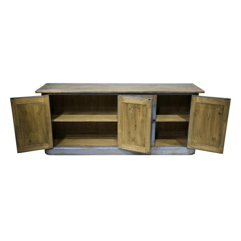 Lia Sideboard Buffet Cabinet, 79 Inch, 4 Doors, Rustic Blue Pine Wood