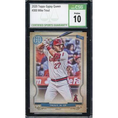 Mike Trout 2020 Topps Gypsy Queen Baseball Card #300 Graded CSG 10 - 8'6" x 11'6"