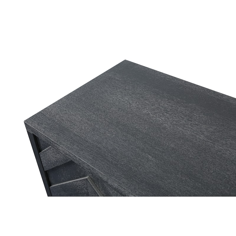 GDFStudio - Heritage Stripe Vintage Wooden Buffet Storage Cabinet with 4 Doors