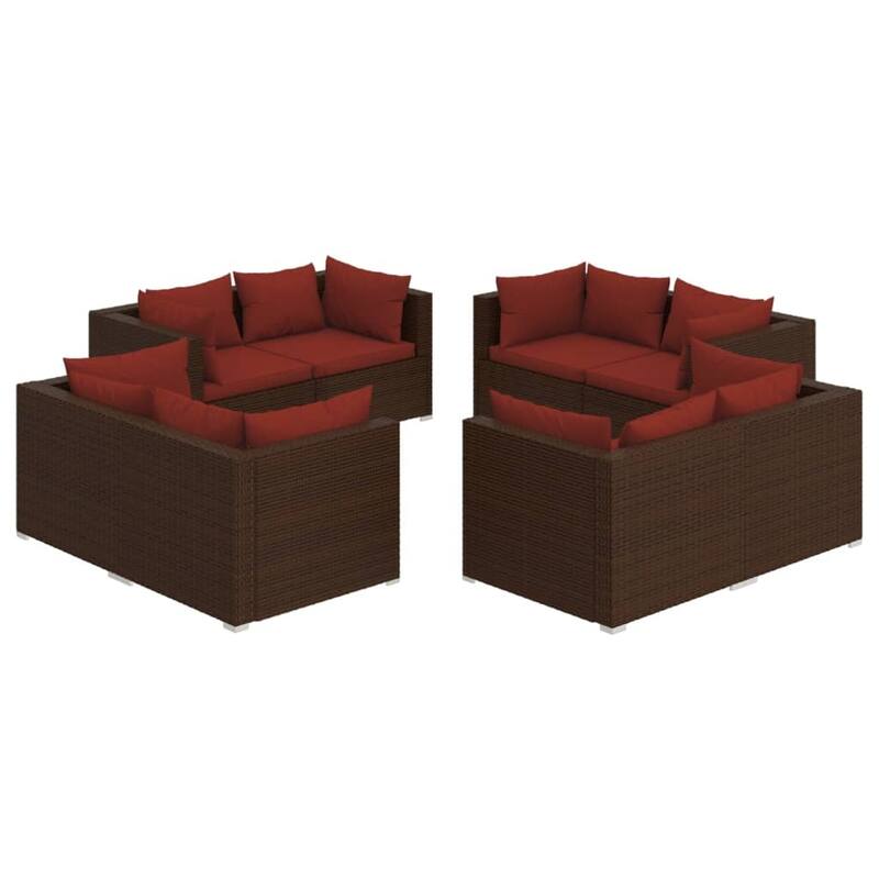 vidaXL Patio Lounge Set Outdoor Sectional Sofa Set Table Garden Poly Rattan - 27.6" x 27.6" x 24"