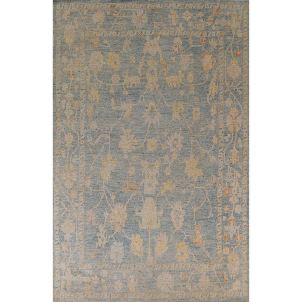 Floral / Medallion Oushak Turkish Rug Handmade Wool Carpet - 8'10"x 12'0"