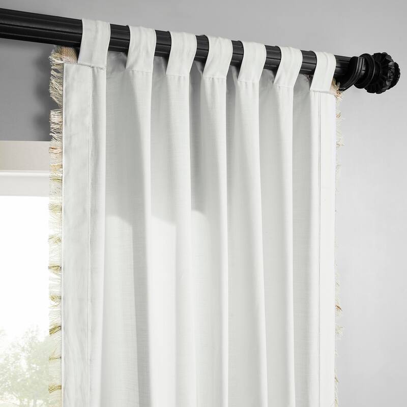 Exclusive Fabrics Bordered Textured Cotton Curtains For Bedroom & Living Room Curtains - Single Panel Drapes
