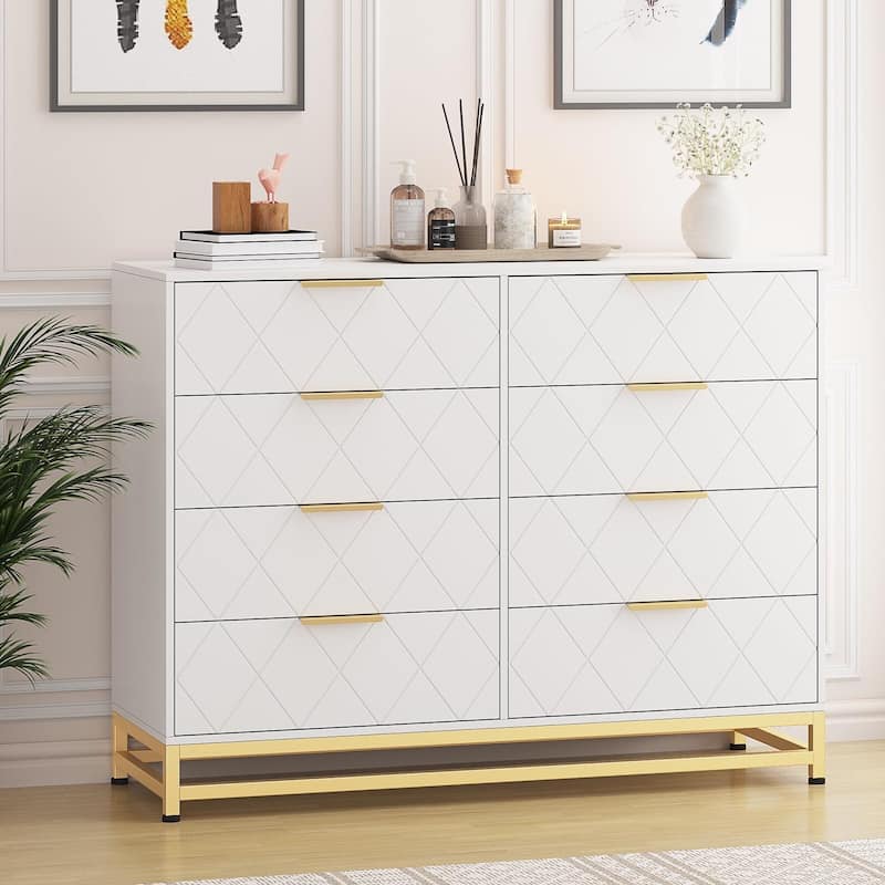 8 Drawer Dresser for Bedroom with Deep Drawers - White