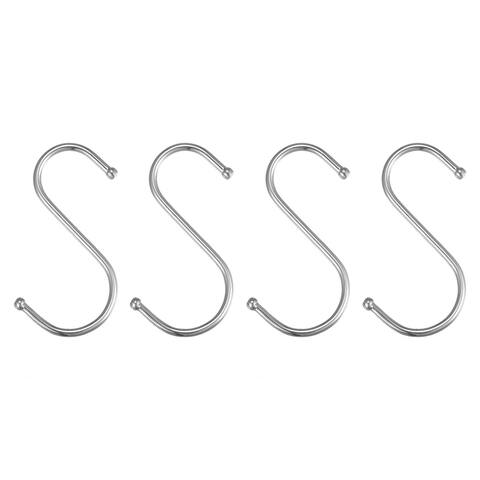 S Hooks 2.87inches Stainless Steel Hanger for Hanging Silver Tone 6Pack - Silver Tone - 73mm
