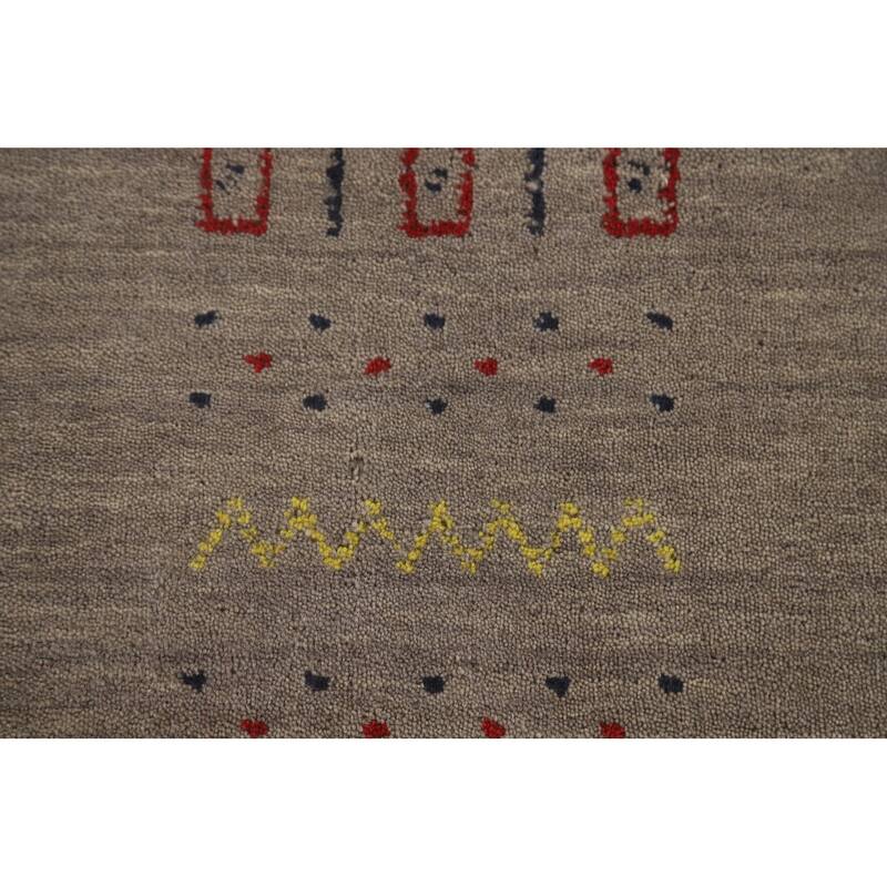 Tribal Brown Gabbeh Oriental Area Rug Hand-Knotted Wool Carpet - 7'1" x 9'9"