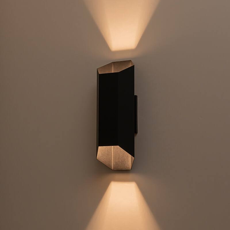 2-Light Hexagonal LED Outdoor Wall Sconce Dimmable Iron Exterior Lamp