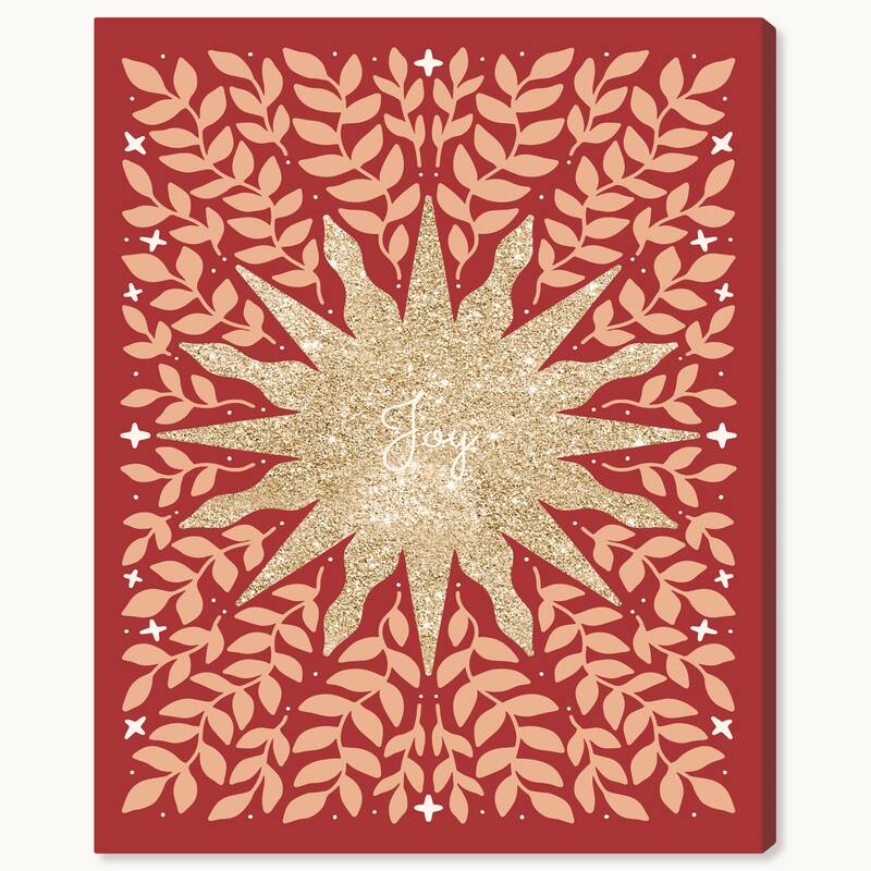 Wynwood Studio Canvas Holiday and Seasonal Champagne Star Red Glam Wall Art Canvas Print