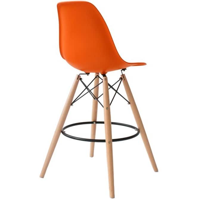 Counter Stool With Back Plastic Molded Wooden Eiffel Base For Kitchen Island Hotel Work High Chair