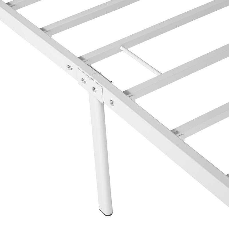 VECELO White Full Size Metal Bed Frame with Victorian Headboard Heavy Duty Bed Frame with Center Support 12.6in Underbed Storage