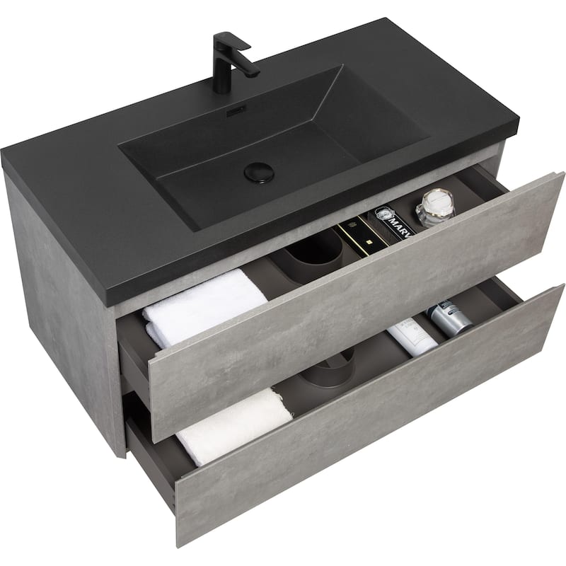 42"Floating Bathroom Vanity with Sink,Modern Wall-Mounted Bathroom Storage Vanity Cabinet with Soft Close Drawers