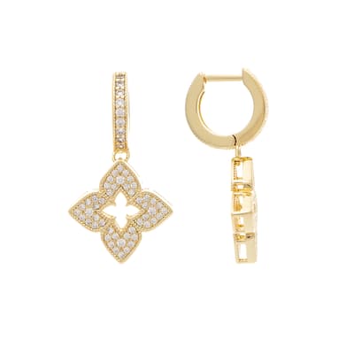 Quatrefoil CZ Drop Earring - 1.25" Long