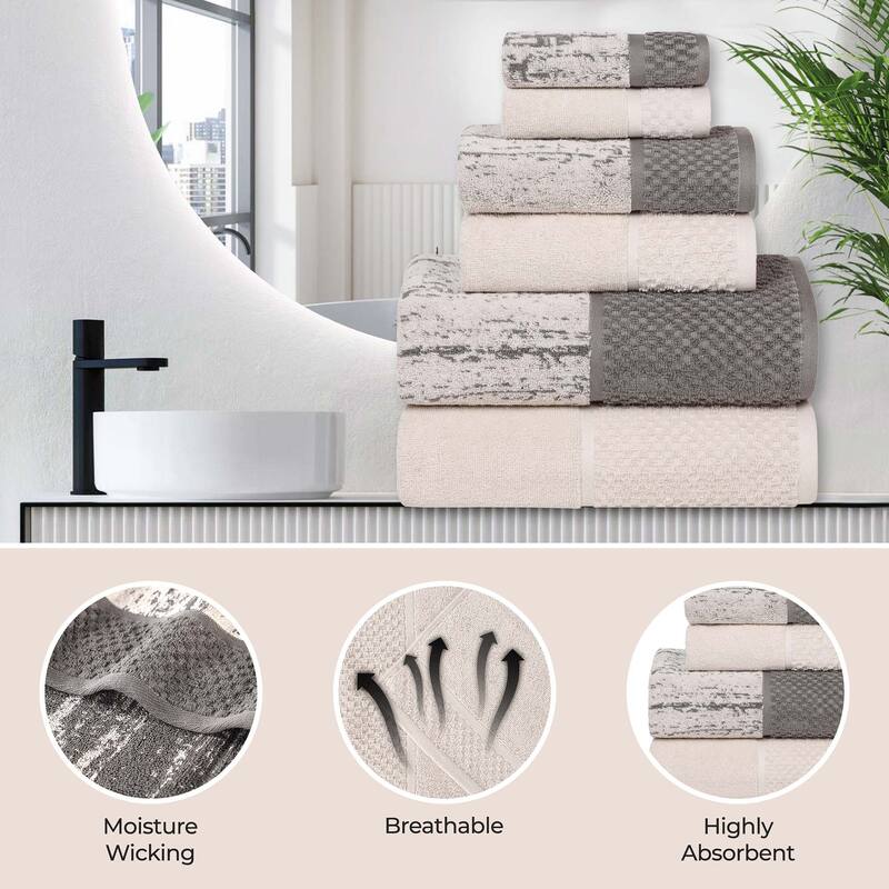 Superior Lodie Cotton Jacquard Solid and Two-Toned Washcloth Set of 12