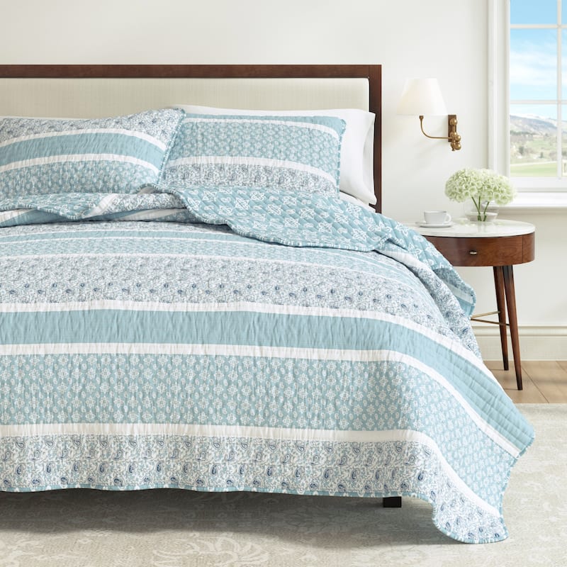 Linery & Co. Stripe & Paisley Microfiber Quilt Set With Shams