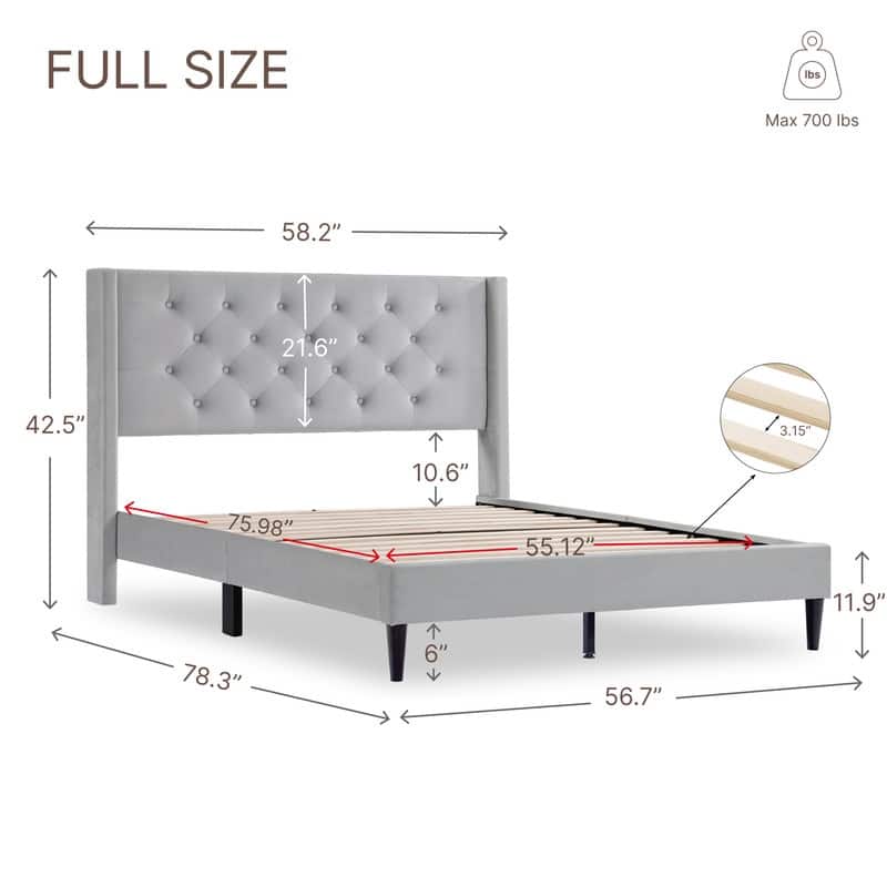 Eleanor Upholstered Platform Bed Frame with Vertical Stripe Headboard