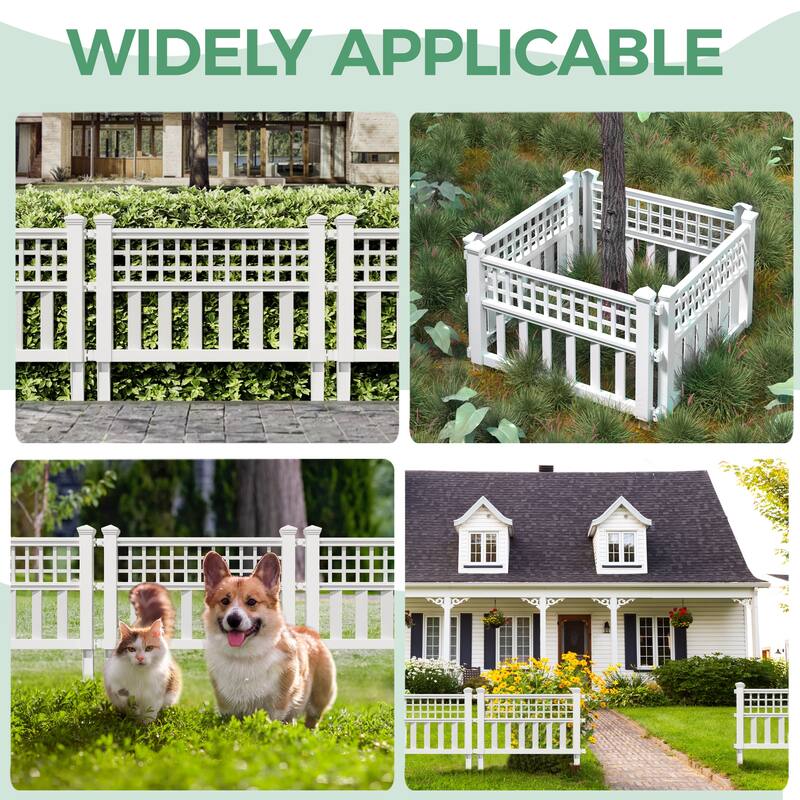 23.6" No-dig White Plastic Fencing Set Of 5 - 5-piece