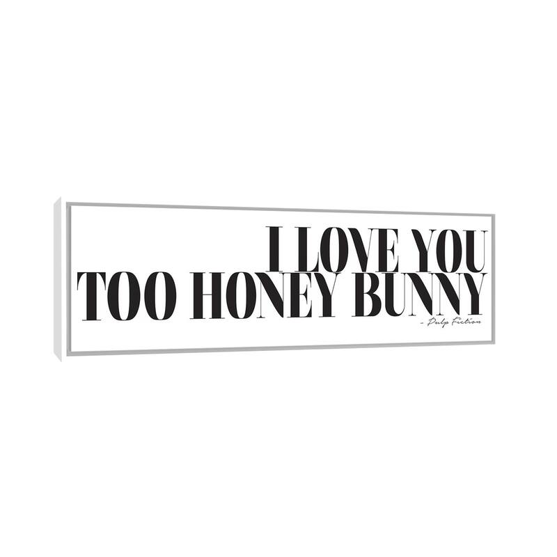iCanvas "I Love You Too Honey Bunny" by Honeymoon Hotel Framed Canvas Print - 12x36 - White