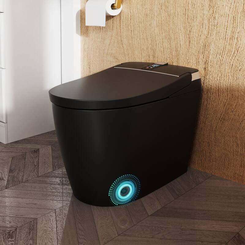 Elongated Smart Toilet with Bidet Wash, Heated Seat, Warm Air Dry, Remote Control, Auto Flush, LED Display