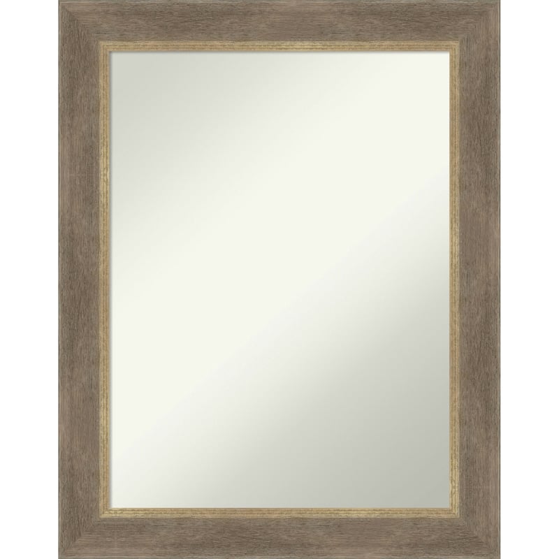 Driftwood Tan Non-Beveled Wood Framed Bathroom Vanity Wall Mirror - Driftwood Tan