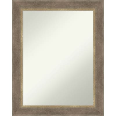 Driftwood Tan Non-Beveled Wood Framed Bathroom Vanity Wall Mirror - Driftwood Tan