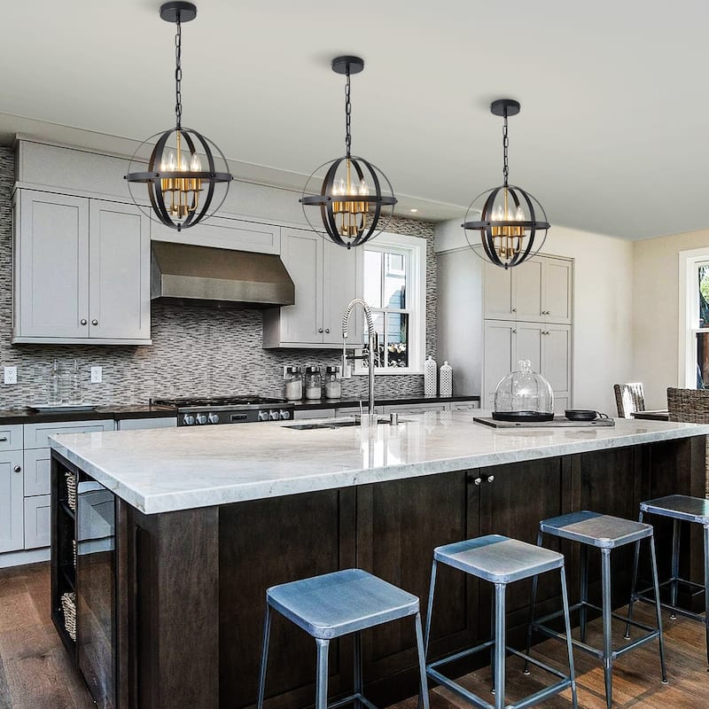 Starsky 6-Light 20.47inch Modern Farmhouse Globe Ceiling Lights Open Cage Chandelier